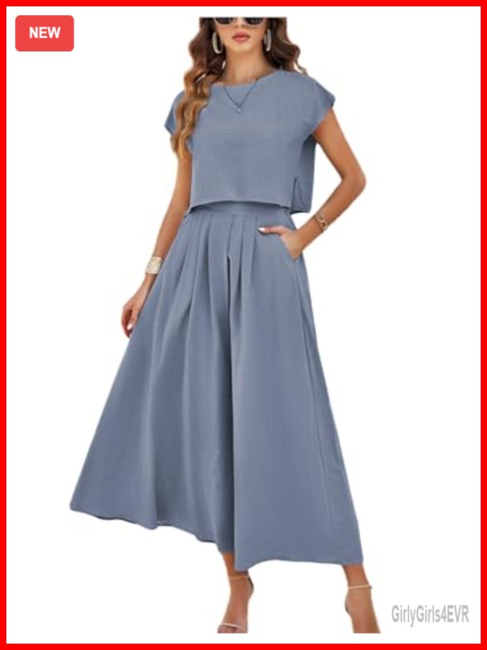 Womens 2 Piece Maxi Skirt Set Crop Top High Waist Pockets Summer Outfit